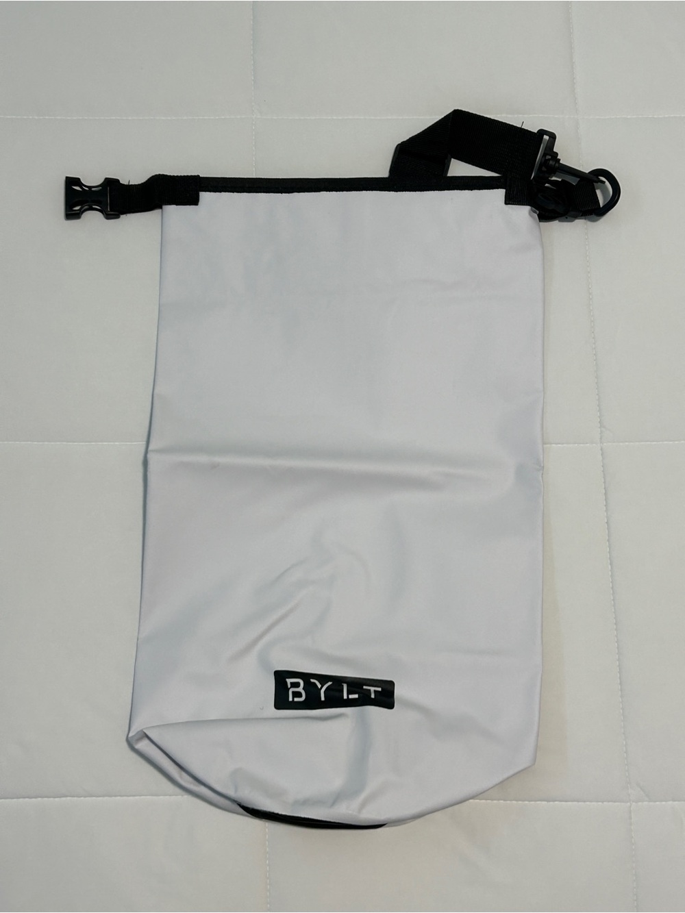 BYLT Basics White Duffel Roll-Top Bag with Black Trim